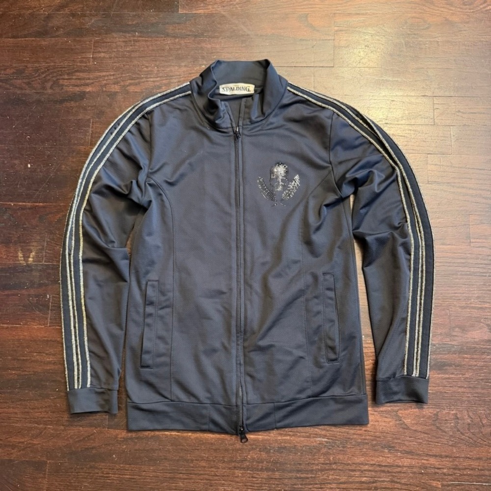 Roen x Spalding Track Jacket Black Rhinestone Skull Japanese Brand Mens Size M